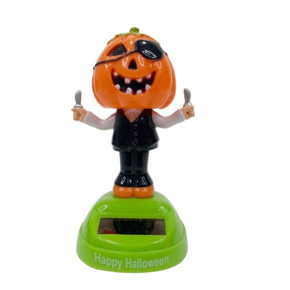 Solar Powered Killer Pumpkin Head Dancer Scary Dancing Bobble Head Halloween - Picture 9 of 9